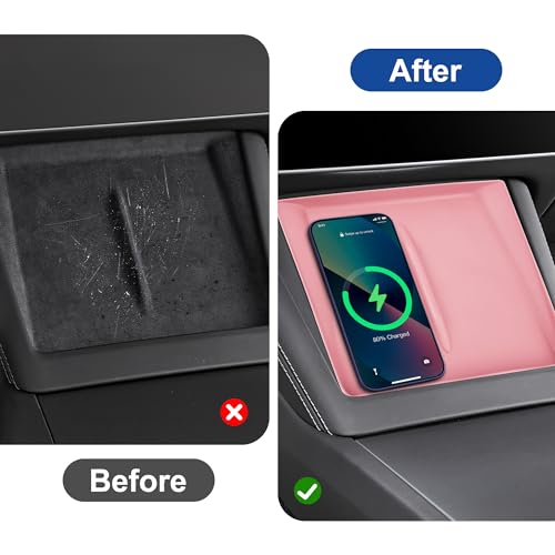 Frani Wireless Charging Pad Cover for 24-27 Tesla Model 3 Highland - color: Light Pink, size: Model 3 Highland 2024-2026