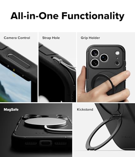Ringke for iPhone 17 Pro Case [Alles Pro Black] | Compatible with MagSafe, 360° Rotating Kickstand, Camera Control Capture Button Protection, Powerful Magnet - color: Black, size: iPhone 17 Pro
