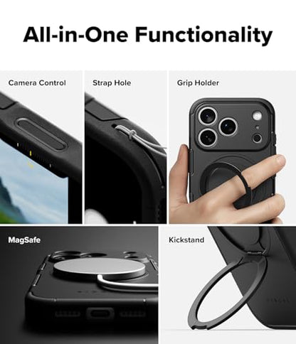 Ringke for iPhone 17 Pro Case [Alles Pro Black] | Compatible with MagSafe, 360° Rotating Kickstand, Camera Control Capture Button Protection, Powerful Magnet - color: Black, size: iPhone 17 Pro