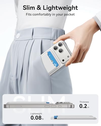 TWZKG for MagSafe Wallet, 3 Cards Holder, Slim Magnetic Phone Wallet for iPhone 17/16/15/14/13/12 Pro Max Plus Air Series,RFID Blocking Vegan Leather,White - color: White
