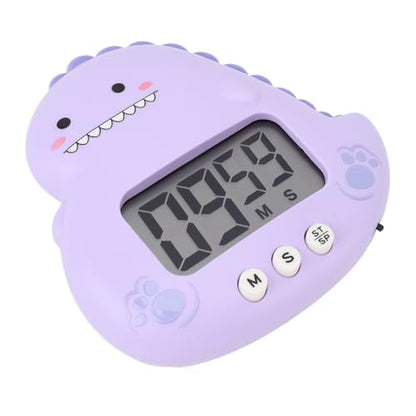 Cute Dinosaur Timer, Large LCD Display Battery Powered Magnetic Foldable Stand Countdown Alarm Clock for Kids Teachers Home Office Purple - color: Purple
