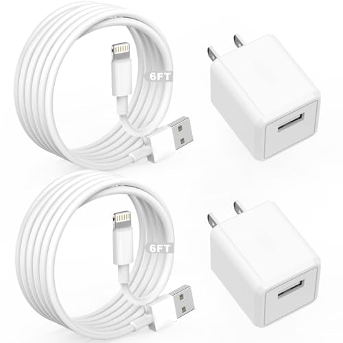 iPhone Charger,Cube iPhone Charger Travel 2Pack 6FT Lightning Cable Cord Quick Fast Charging Cord USB Wall Chargers Travel Plug Adapter for iPhone14/13/12/11/10/X/8 Plus/XR/XS Max/7/SE/iPad,Airpods - size: 6FT