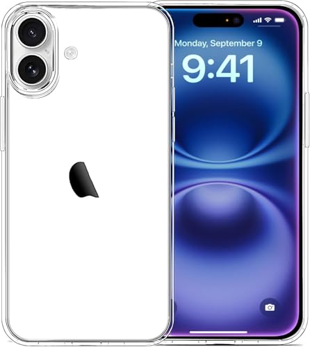 for iPhone 16 Case Crystal Clear, [Not Yellowing] [Military Grade Drop Protection] Shockproof Protective Phone Case for Women Men 6.1 inch, Clear