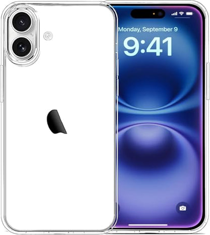 for iPhone 16 Case Crystal Clear, [Not Yellowing] [Military Grade Drop Protection] Shockproof Protective Phone Case for Women Men 6.1 inch, Clear
