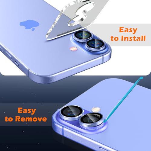 imluckies Camera Lens Protector for iPhone 16 / iPhone 16 Plus, AR+AF Tempered Glass 9H Anti-Scratch Metal Individual Lens Cover, HD Clear Camera Accessories, Case Friendly - Ultramarine - color: Blue