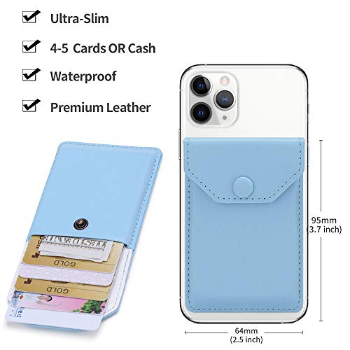Self Adhesive Phone Card Wallet with Flip Cover, RFID Blocking, Blue - color: Light Blue