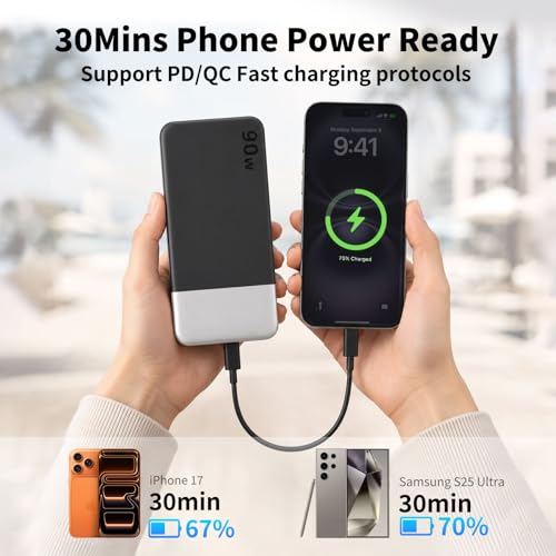 NOBIS 90W Portable Charger 20000mAh Laptop Power Bank Fast Charging - color: Black