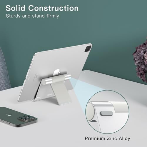 JETech Foldable Tablet Stand for 4-11" Tablets and Phones, Silver - color: Silver