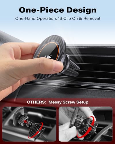 A2C for MagSafe Car Mount, One-Piece Magnetic Phone Holder for Car Vent