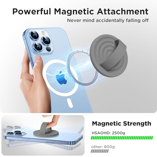 Upgraded Magnetic Phone Grip, Liquid Silicone Soft and Portable, Removable Finger Loop Ring Grip Holder for iPhone, Strong Magnetic Attraction, Compatible with MagSafe Phone Case, Space Gray - color: Space Gray