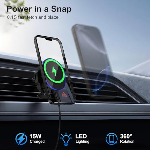 15W Magnetic Wireless Car Charger, MagSafe Car Mount Charger Fast Air Vent