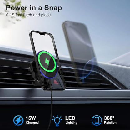 15W Magnetic Wireless Car Charger, MagSafe Car Mount Charger Fast Air Vent