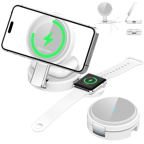 3-in-1 Magnetic Wireless Charger for iPhone, Apple Watch & AirPods, White - color: White
