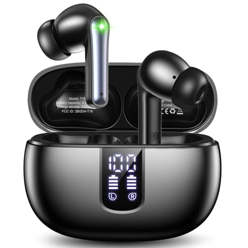 Wireless Earbuds Bluetooth Headphones, 48H Playtime Ear Buds with Mic and LED Digital Display Charging Case, IPX7 Waterproof in-Ear Earphone for iPhone Andriod Phone
