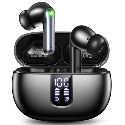 Wireless Earbuds Bluetooth Headphones, 48H Playtime Ear Buds with Mic and LED Digital Display Charging Case, IPX7 Waterproof in-Ear Earphone for iPhone Andriod Phone