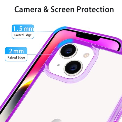 JJGoo Compatiable with iPhone 14 Case Clear, Transparent Shockproof Phone Case, Slim Anti-Scratch Hard PC Back Protective Cover Bumper, Transparent Purple - color: Transparent Purple
