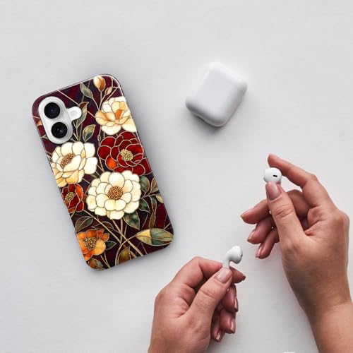 Compatible with iPhone 17,Anti-Scratch Glossy Case Cover,Stained Glass Flower 04 - color: Stained Glass Flower 04, size: IPhone 17