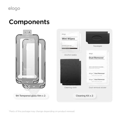 elago 2 Pack Tempered Glass Screen Protector for iPhone 17 Pro Clear | Case Friendly, 9H Surface Hardness, Anti-Fingerprint, Shatter-Proof, Scratch Protection, Bubble-Free - size: iPhone 17 Pro 2ea