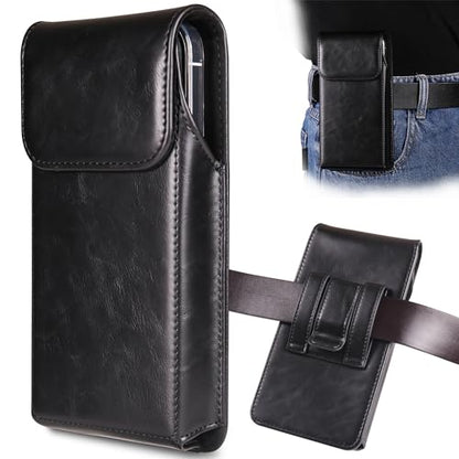 Holster for iPhone 17, 17 Pro, 16, 16 Pro, 15, 15 Pro, 14, 14 Pro, 13, 13 Pro, 12, Galaxy S26, S25, S24, Premium Leather Pouch with Belt Clip Phone Holster Belt Case, Black -M - color: Black, size: Medium
