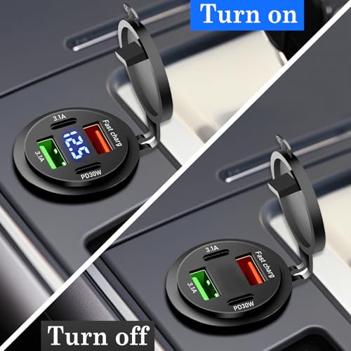 2 Pack 12V USB Outlet 4 Ports Dual USB C PD & Dual Quick Charge 3.0