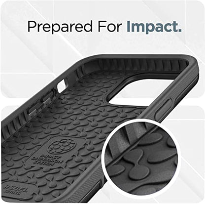 Encased Rebel Holster Case for iPhone 14 Plus with Belt Clip (6.7") Ultra Protective Heavy Duty Phone Case - Black - color: Black, size: iPhone 14 Plus