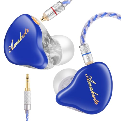 DEMAKE in-Ear Monitor with Detachable Silver-Plated,no mic - color: Blue Splicing, size: No Mic