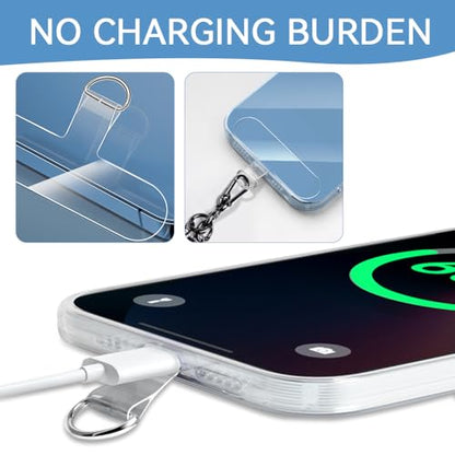 12 PCS Phone Tether Tabs, T-Shaped Universal Phone Lanyard Tabs, Clear Tether Tab for Cell Phones, PVC Transparent Lanyard Patches Compatible with iPhone Case Smartphone Cases, Non Adhesive