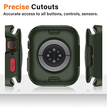 Amizee Rugged Case Compatible with Apple Watch Case Series 9/8/7 41mm SE 3/2/1 Series 6/5/4 40mm, Soft TPU Shockproof Bumper Drop Proof Protective Cover Compatible with iWatch - Army Green - color: Army Green, size: 40mm/41mm