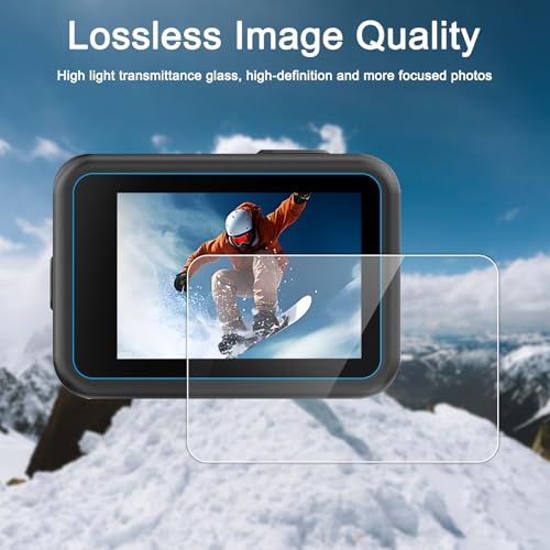 FiTSTILL Screen Protector[9 PCS] for Go Pro Hero 13 Black,Ultra Clear Tempered Glass Back Screen Protector + Tempered Glass Lens Protector + Front Screen Protector - 3 Packs + Lens Cover - size: For Go Pro hero 13 black
