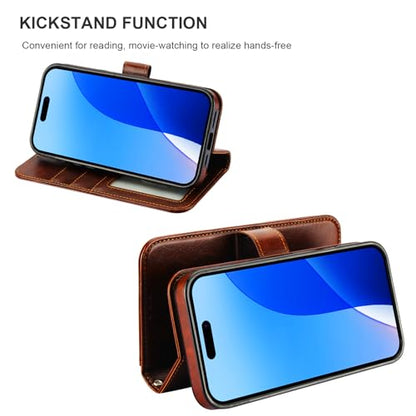 Bocasal Detachable Wallet Case Card Holder for iPhone 16 Plus, Brown | RFID Blocking Kickstand Card Slots Holder PU Leather Magnetic Shockproof Wrist Strap Removable Flip Protective Cover 6.7 inch - color: Brown