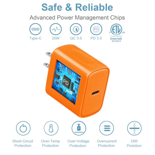 iPhone 17 16 15 Charger Fast Charging 3 Pack USB C Charger Block - color: Orange, size: 6FT