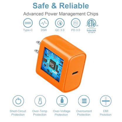 iPhone 17 16 15 Charger Fast Charging 3 Pack USB C Charger Block - color: Orange, size: 6FT