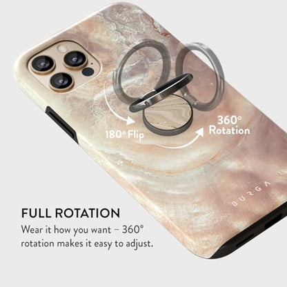 BURGA Cell Phone Ring, Holder Grip and Stand - Finger Phone Grip for Back of Smartphone Case, Kickstand 360 Rotation, Universal Ring for iPhone Samsung Galaxy Huawei Google Pixel, Stylish Accessories - color: Full Glam, style: Gunmetal