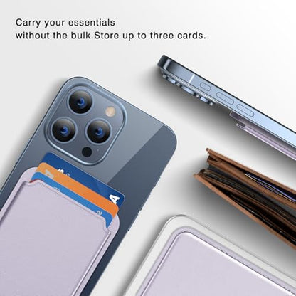 Miracase Magnetic Wallet, Compatible with MagSafe Wallet, 3-Card Holder, for iPhone 15/14/13/12 Series，Purple - color: C-Purple, style: Basic Wallet