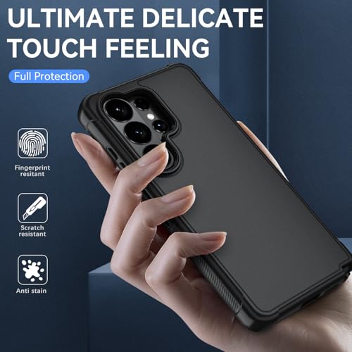 for Samsung Galaxy S26 Ultra Case with HD Screen Protector, 3-Layer Shockproof Military Grade Full Body Protection, Heavy Duty Hybrid Protective Phone Cover (Black/Black) - color: Black/Black