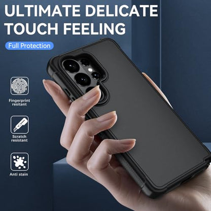 for Samsung Galaxy S26 Ultra Case with HD Screen Protector, 3-Layer Shockproof Military Grade Full Body Protection, Heavy Duty Hybrid Protective Phone Cover (Black/Black) - color: Black/Black