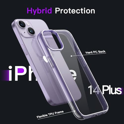 JETech Case for iPhone 14 Plus, Anti-Yellowing, Deep Purple | Shockproof Protection, Scratch Resistant Hard PC Back, Durable Transparent TPU Bumper - color: Deep Purple, size: iPhone 14 Plus