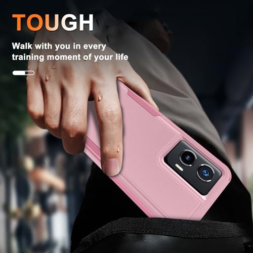 Case Compatible with Moto G Stylus 5G 2024, Full Body Heavy Duty Rugged Shockproof Protective Phone Cover with Lanyard Strap, Tempered Glass Screen Protector, Cute Pink | with Tempered Glass Screen Protector+Lanyard Strap,Rugged Shockproof Protective Phon