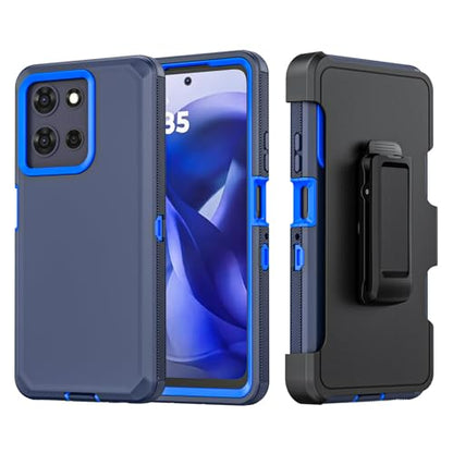 Shockproof Phone Case for Motorola Moto G Power 5G 2025/Moto G Play 2025 with Belt Clip Holster,Rugged Full-Body Protective Case Cover with Kickstand & Holster (Navy Blue) - color: Navy Blue