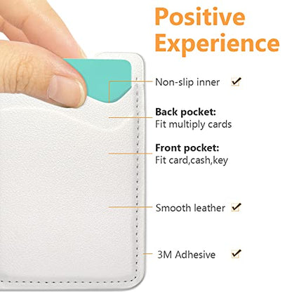 Phone Card Holder, Stretchy Credit Card Holder for Phone Case -2Pack White - color: White