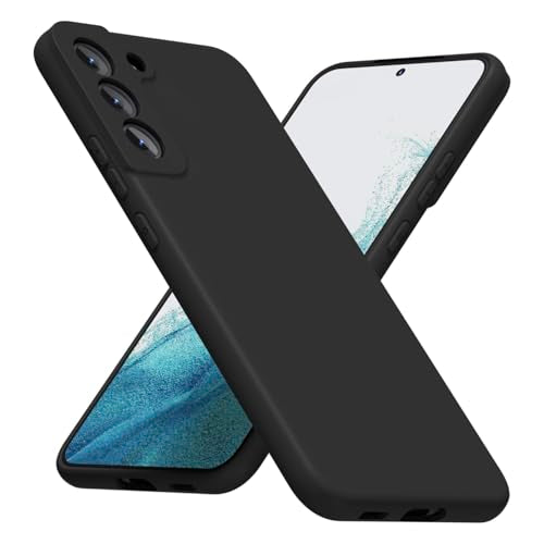LoeoeL for Samsung Galaxy S22 Phone Case Silicone, Minimalist Ultra Thin Slim Soft Rubber Gel Solid Color Matte TPU Cute Case for Women Men, Girly Plain Aesthetic Design & Camera Cover, Black - color: Black, size: S22