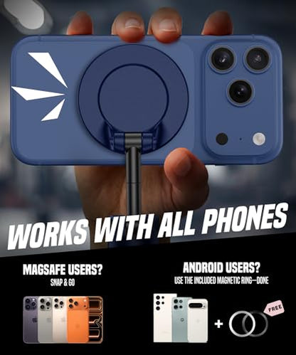 GolbinBox All Metal Dual Magnetic Gym Phone Holder for MagSafe, Blue - color: Blue
