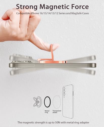 Magnetic Phone Grip Holder | Stylish Twinkle Transparent with Phone Ring Holder for Phone & Android, Rosegold - color: rosegold