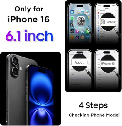 Compatible with iPhone 16 Case Waterproof, Built-in Screen & Camera Protector IP68 Underwater Full Body 16FT Military Dropproof Shockproof Phone Case 6.1"-Black/Clear - color: Black, size: iPhone 16