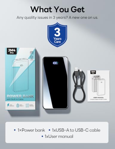 50000mAh Portable Charger, Built-in 4 Cables,22.5W Fast Charging Power Bank