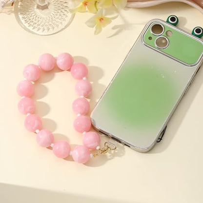 Marble Beaded Phone Wrist Strap Colorful Phones Charm Anti Theft Phones Chain Detachable Hand-Free Y2k Tops - color: Pink