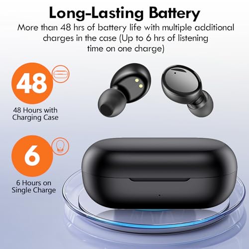 Lanteso Wireless Earbuds, Bluetooth Ear Buds with Mics Clear Call Touch Control IPX5 Waterproof in Ear Headphones with Bass Sound for iPhone Android,Workout-Glossy Black - color: Glossy Black