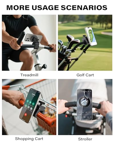 OQTIQ Phone Holder for Peloton Exercise Bike, Heavy-Duty Clamp Bar Mount