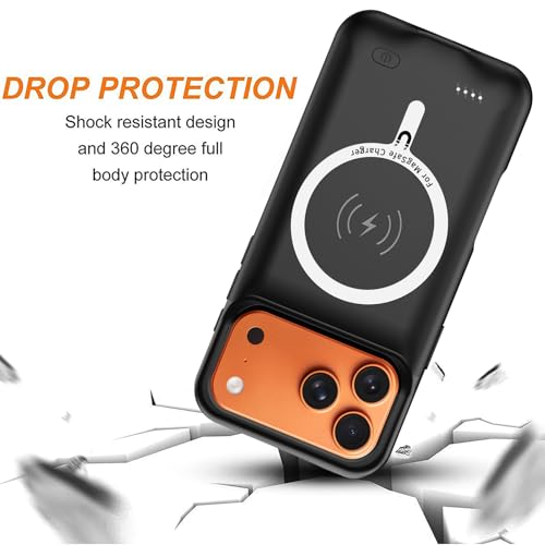 Battery Case for iPhone 17 Pro,Upgraded 10000mAh High Capacity Rechargeable Portable Extended Charger Case Wireless Charging Compatible with iPhone 17 Pro(6.3 inch) Charging Cover & Carplay (Black) - size: iPhone 17 Pro (6.3 inch)