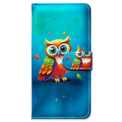 Bcov Case for Galaxy S26,Cute Owl Blue Leather Flip Phone Case Wallet Cover with Card Slot Holder Kickstand for Samsung Galaxy S26 - color: Cute Owl Blue